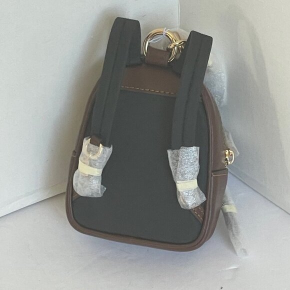 Coach Mini Court Backpack Bag Charm Keychain Brown Signature Canvas CX066 Logo - Picture 7 of 8